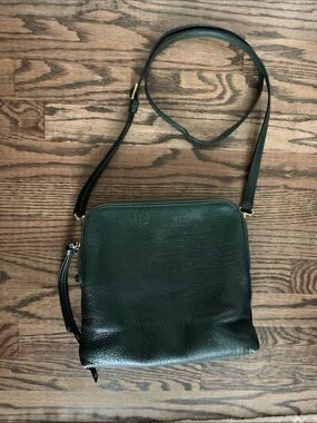 Banana Republic Minimalist Dark Green Leather Crossbody Bag